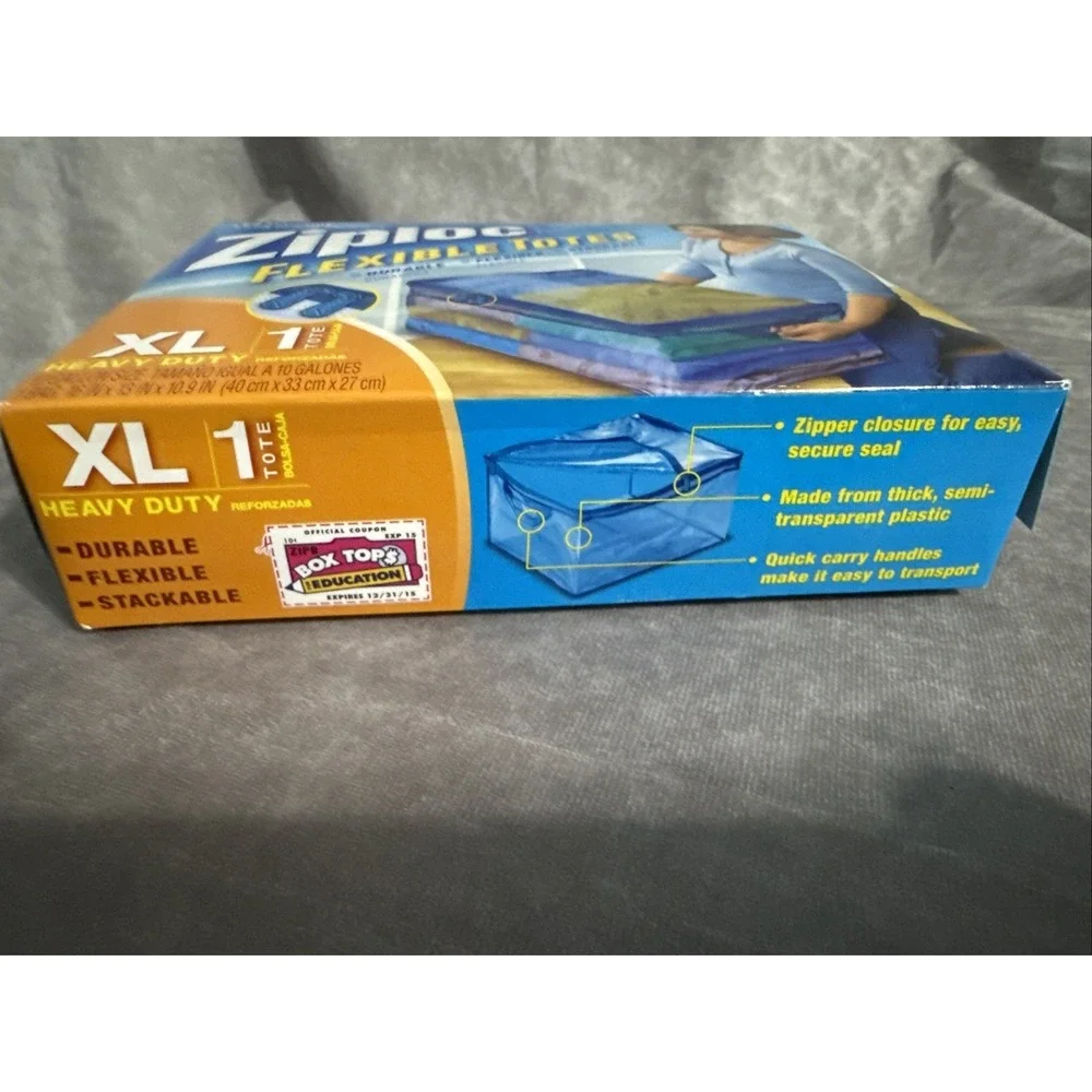 Ziploc XL X-Large Flexible Storage Tote 10 Gallon Clear Plastic